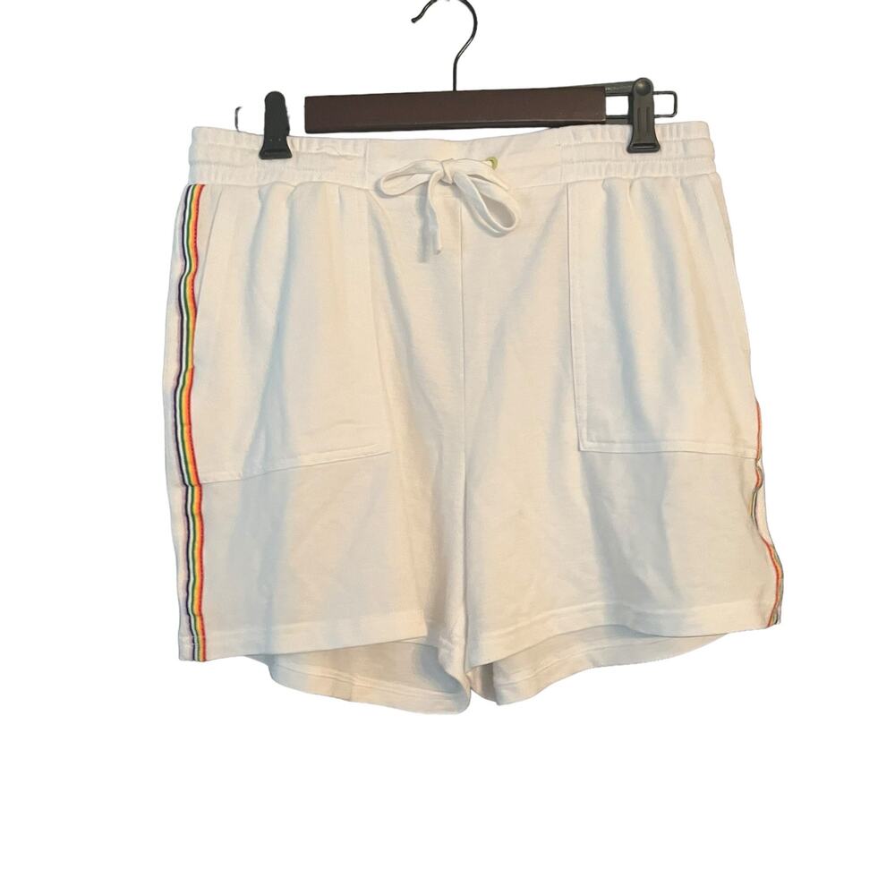 Jane & Delancey White Shorts Pull on Style Elastic Drawstring Waist Sz L Comfy